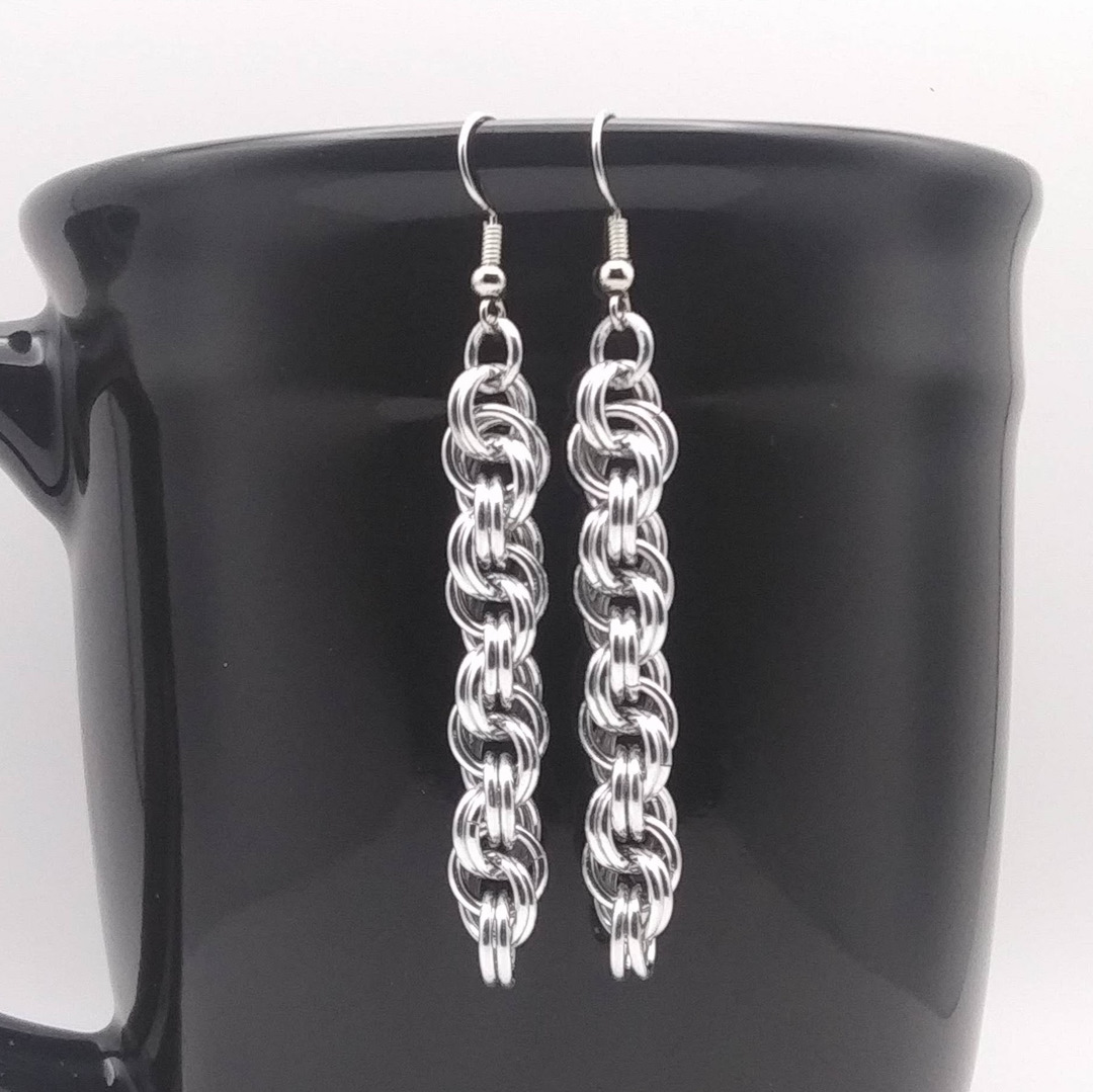 Double Spiral 18 gauge Handmade Chainmaille Earrings