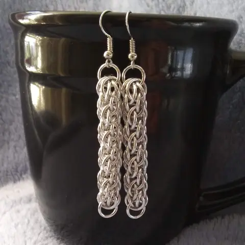 Candy Cane Cord 18 gauge Handmade Chainmaille Earrings