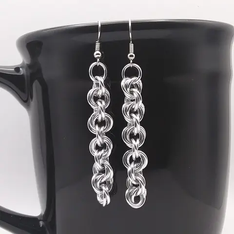 Mobius Chain 18 gauge Handmade Chainmaille Earrings