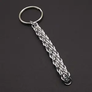 Candy Cane Cord 18 gauge Handmade Chainmaille Keychain